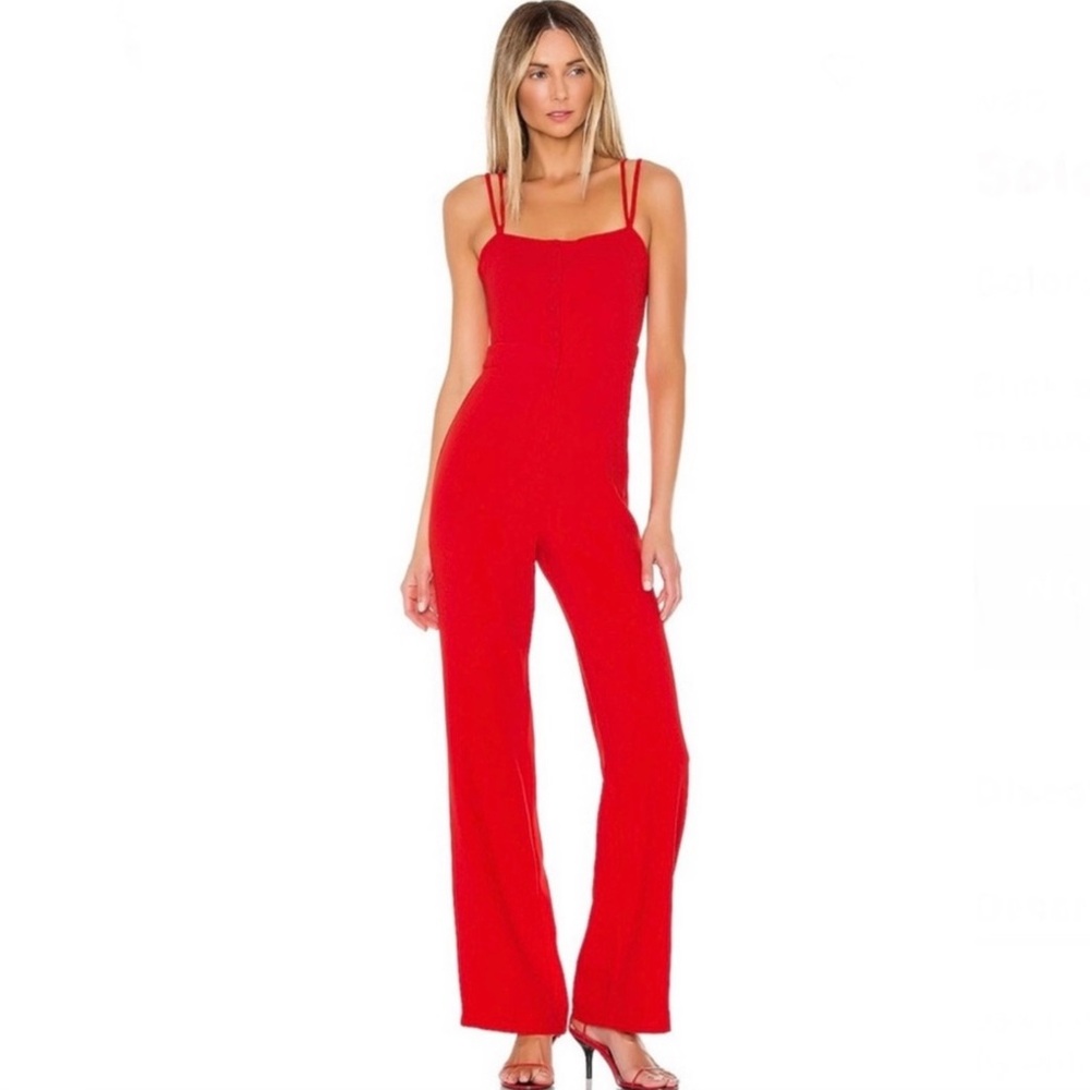NEW NBD REVOLVE RED BUTTON-FRONT JUMPSUIT